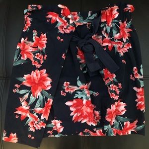 Entro Navy Floral Wrap Skirt